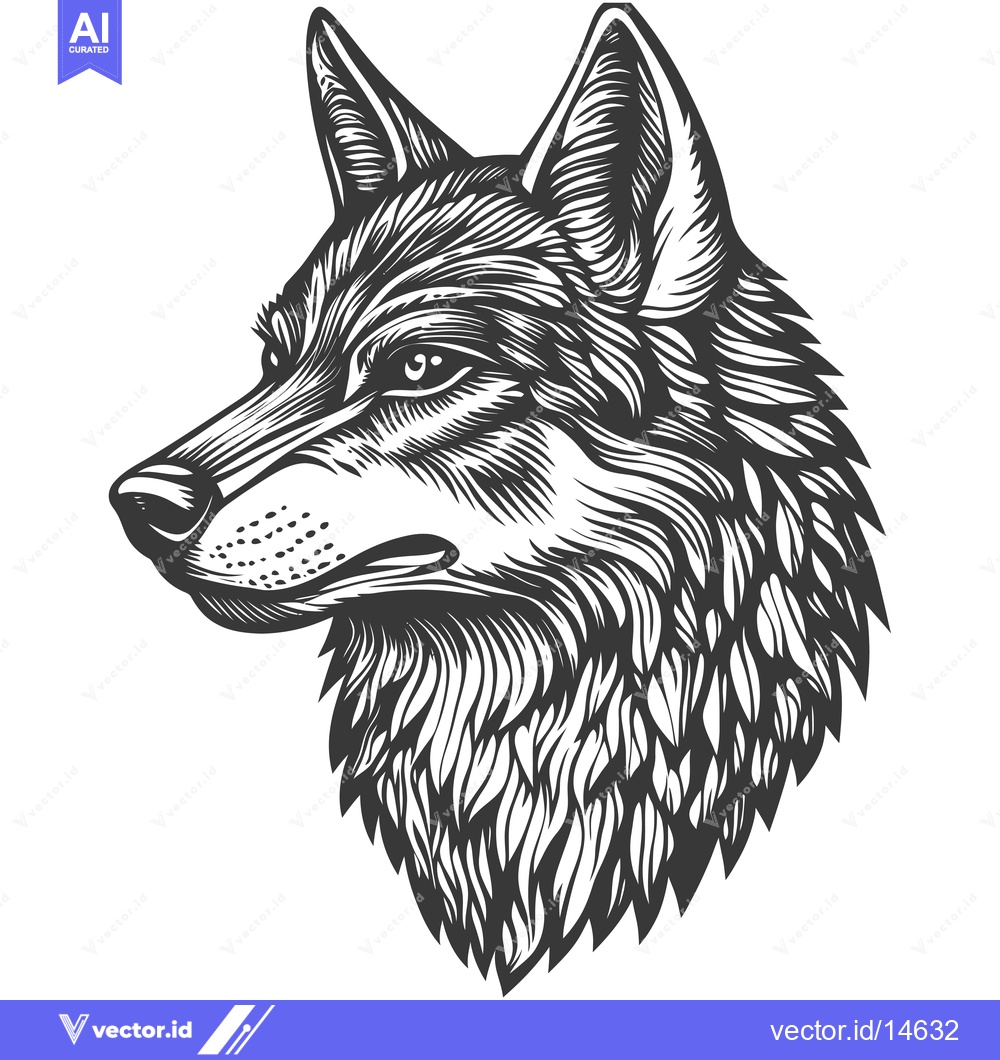Premium Vector dari A Detailed Line Art Illustration of a Wolf's Head