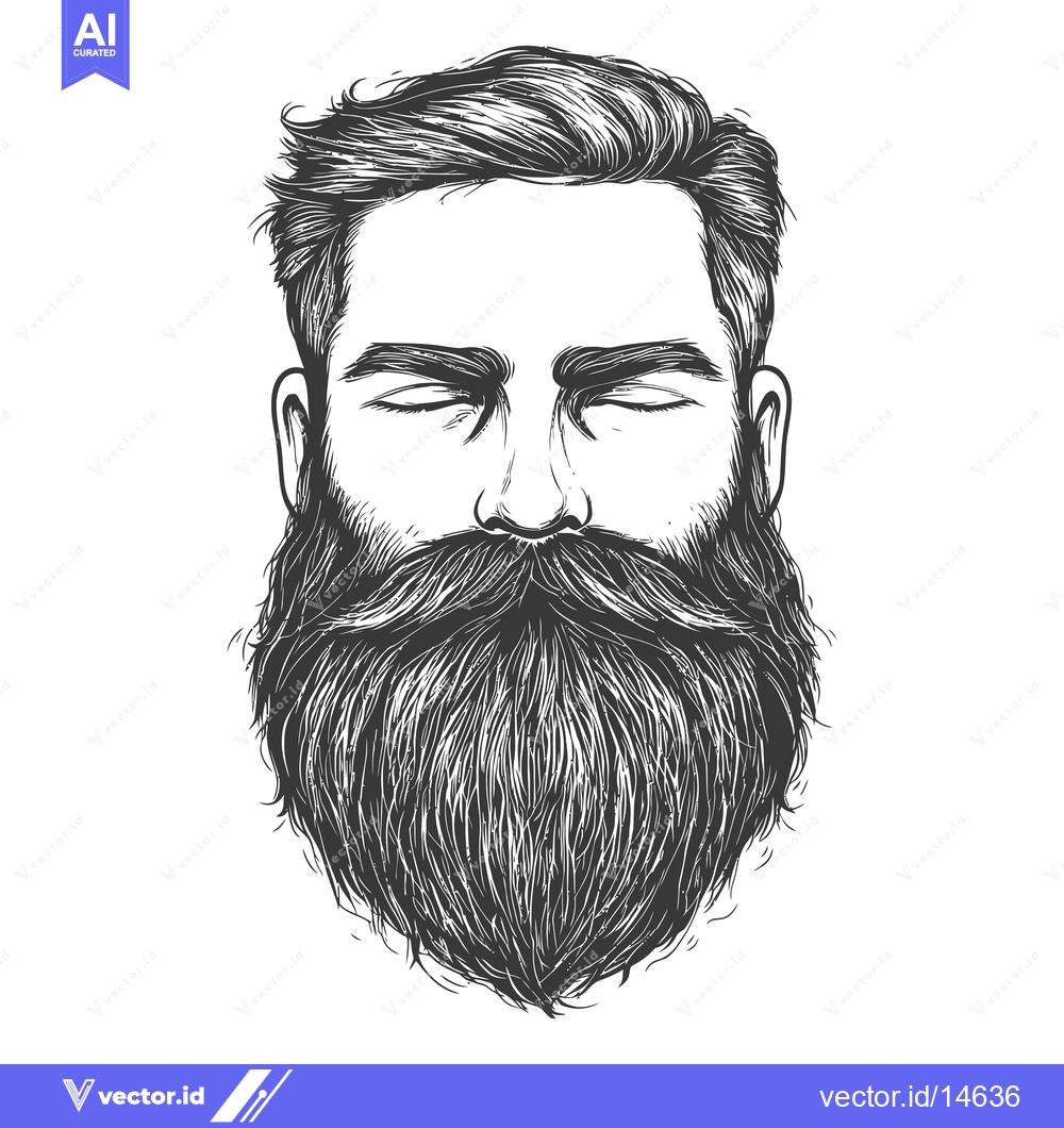 Premium Vector of A detailed line drawing of a man's face with closed eyes and a long, t