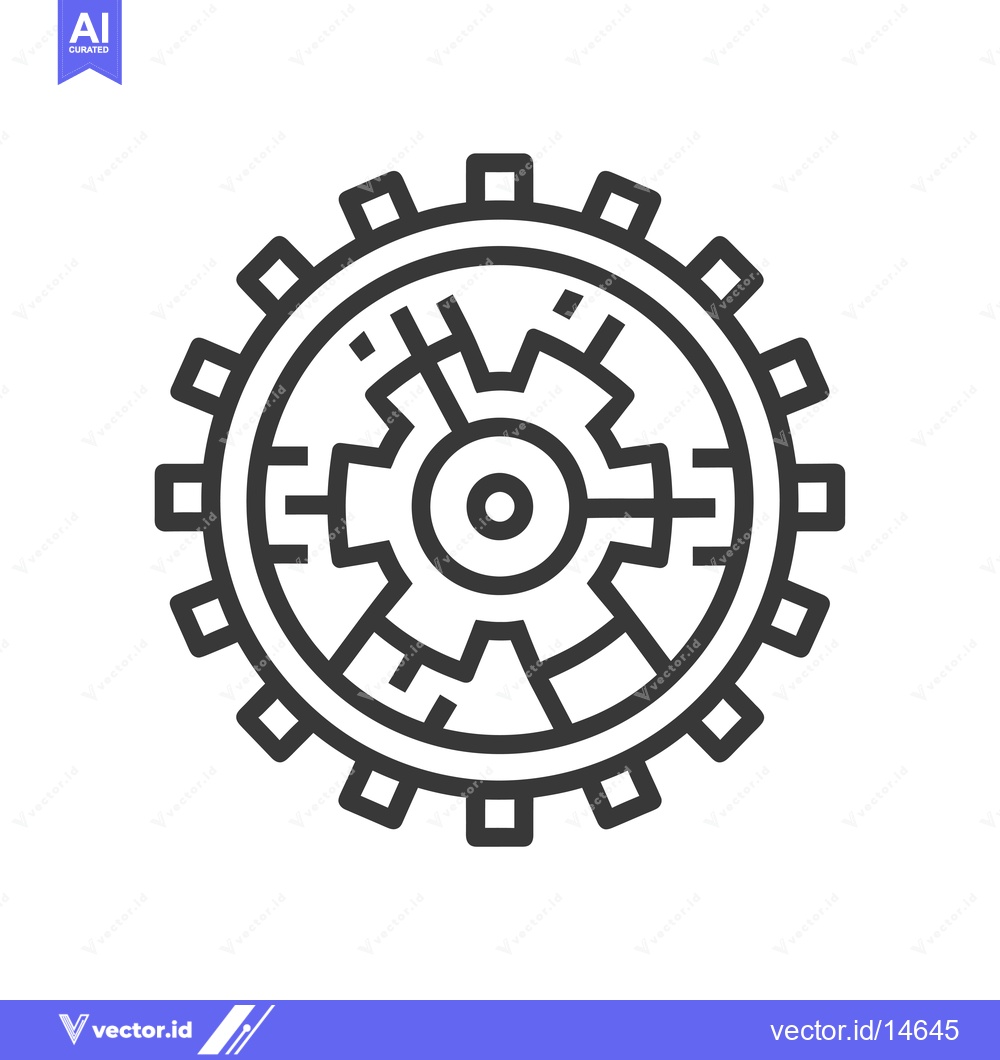 Premium Vector dari A Detailed Outline of a Gear with Square Teeth