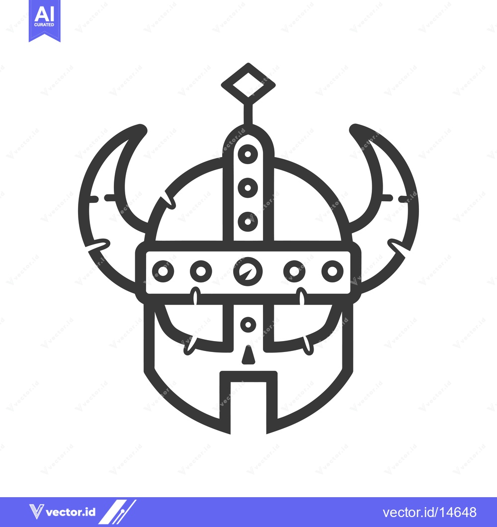 Premium Vector of A Detailed Outline of a Viking Helmet with Horns and Spikes