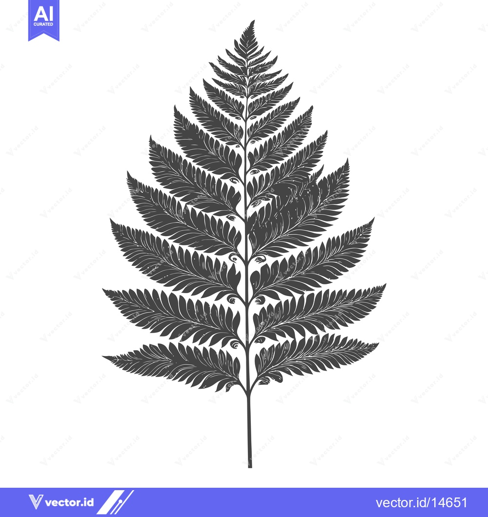 Premium Vector dari A Detailed Silhouetted Illustration of a Single Fern Frond