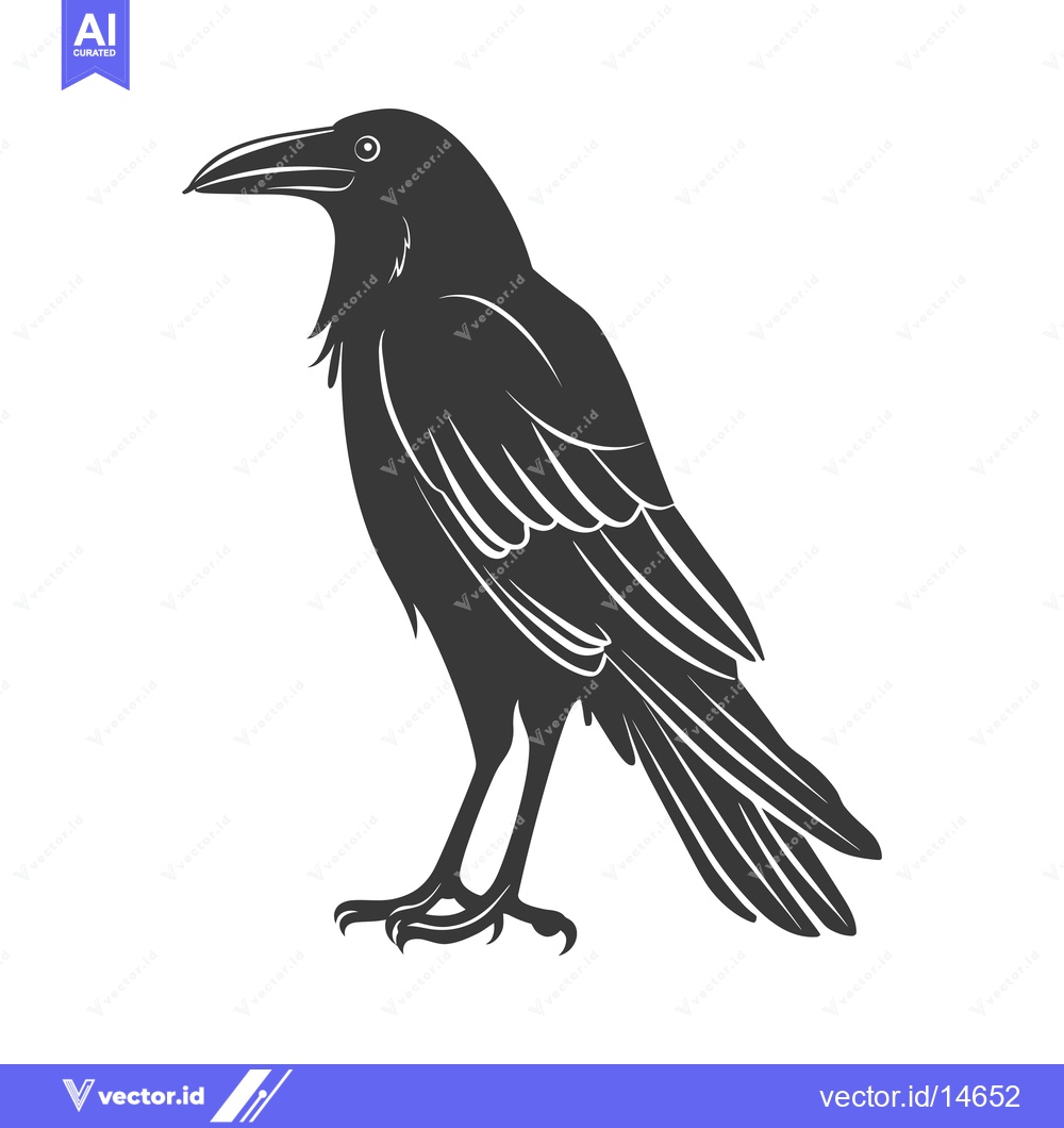 Premium Vector of A Detailed Silhouette of a Raven in Profile