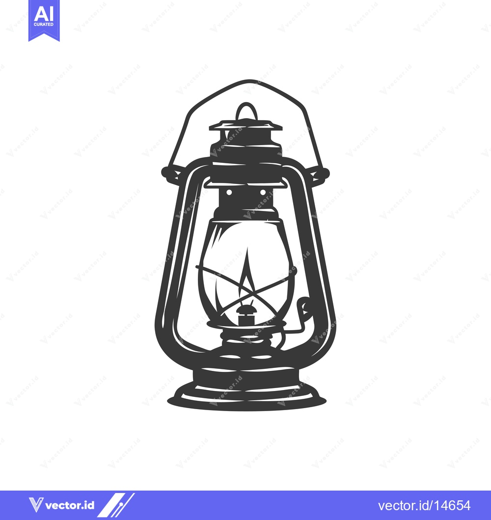 Premium Vector of A Detailed Silhouette of a Vintage Oil Lamp