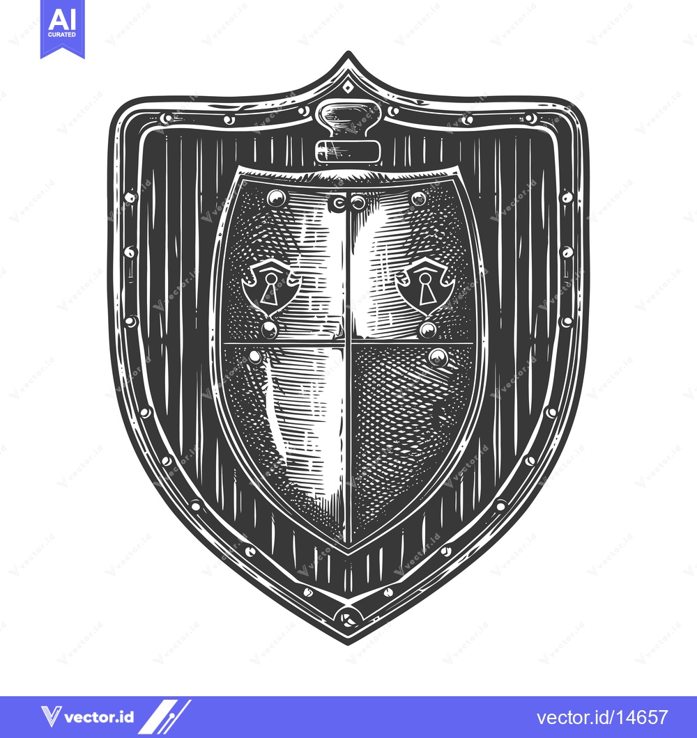 Premium Vector of A detailed sketch of a medieval shield with a keyhole design