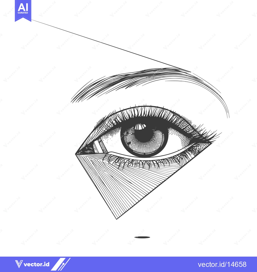 Premium Vector of A Detailed Sketch of a Single Eye Enclosed by a Triangle