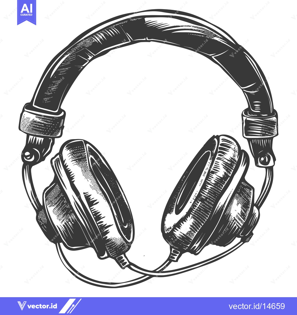 Premium Vector dari A Detailed Sketch of Black and White Headphones
