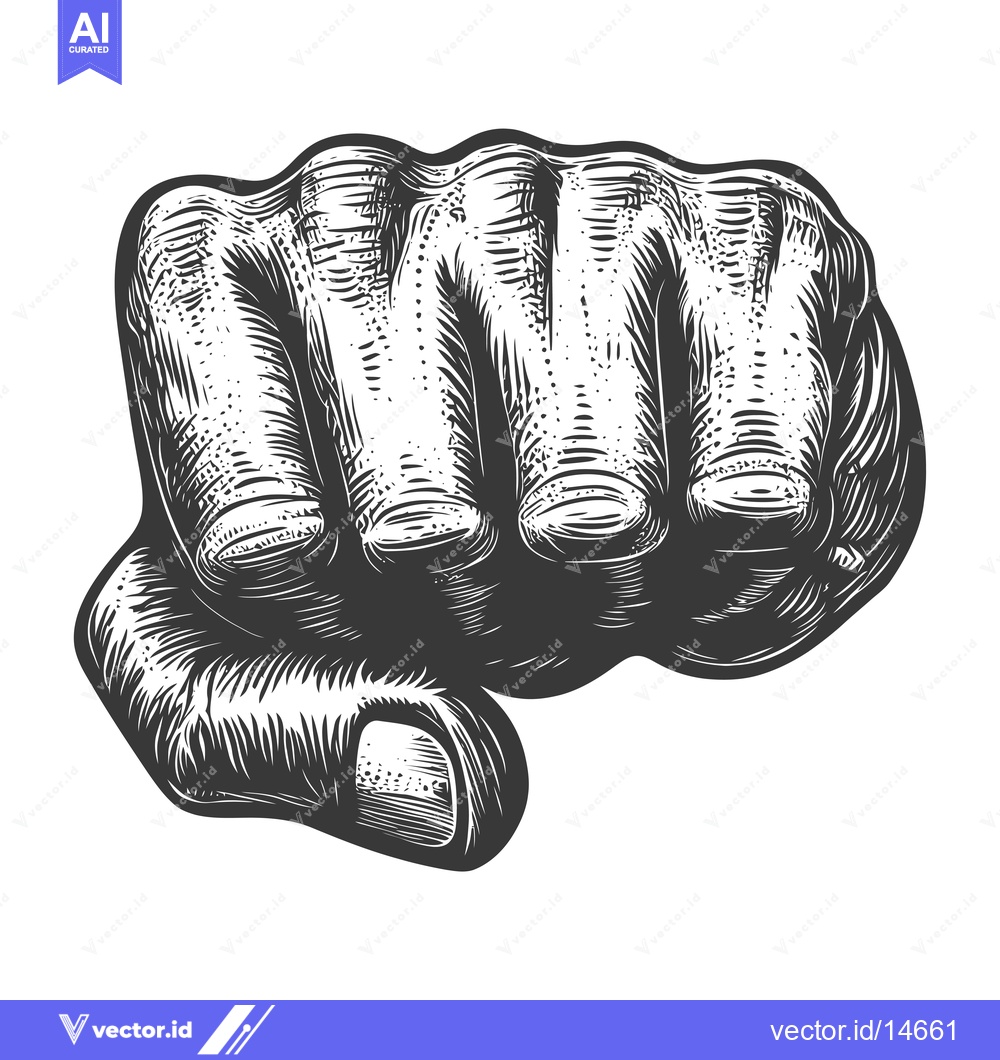 Premium Vector of A Detailed Woodcut Illustration of a Clenched Fist