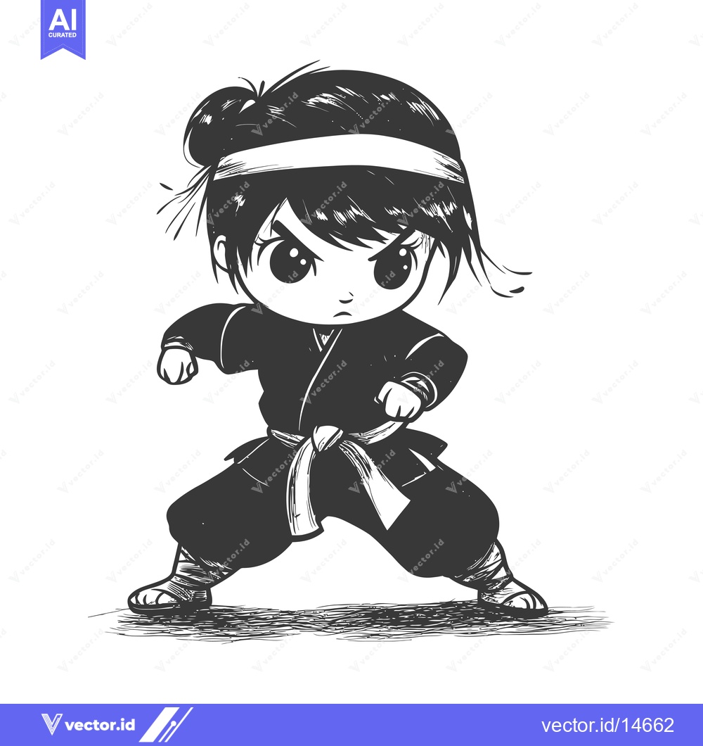 Premium Vector dari A Determined Young Female Martial Artist in a Fighting Stance