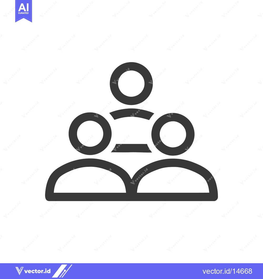Premium Vector dari Minimalist Teamwork Icon: Three Connected Figures in Dark Gray on Whit