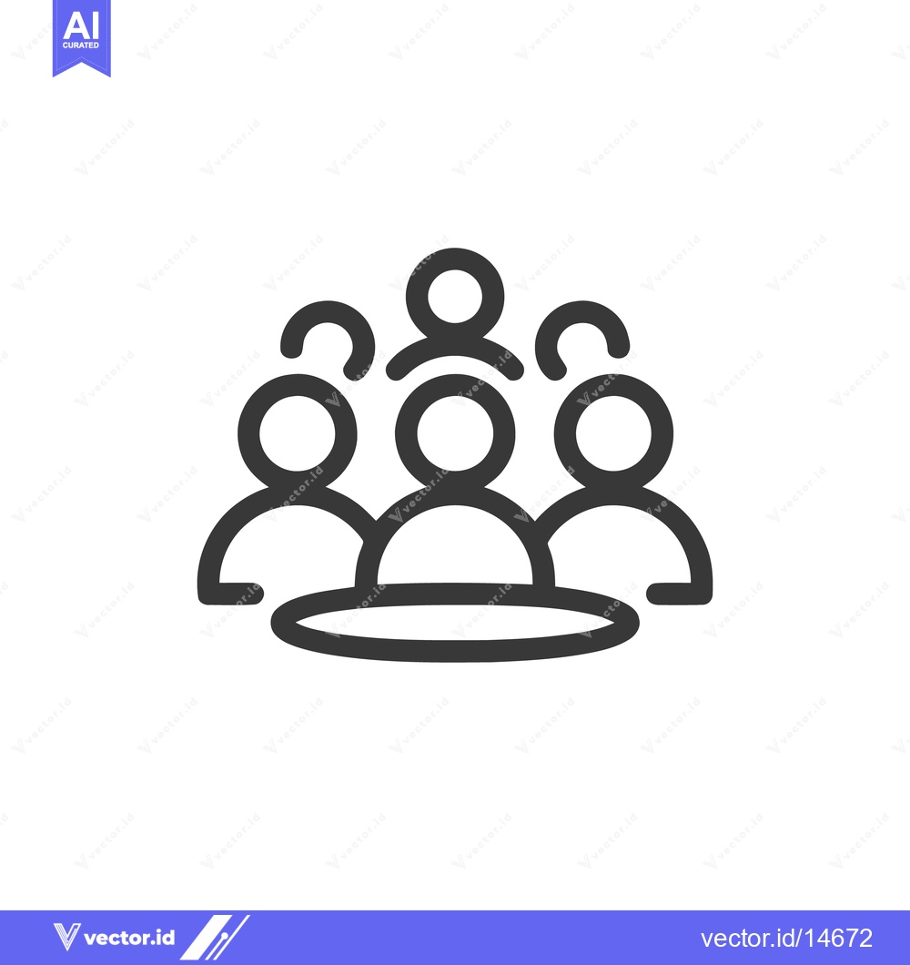 Premium Vector of Minimalist Icon of Group Meeting Around Table, Dark Gray Outline