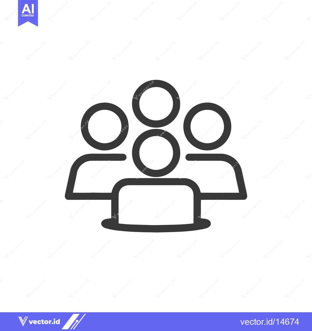 Premium Vector of Minimalist Team Icon: Group of People, Collaboration Symbol, Outline S