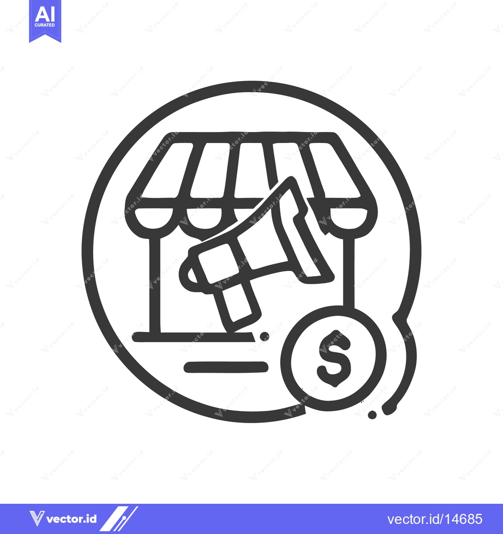 Premium Vector dari Store Promotion Icon: Megaphone, Dollar Sign, and Shopfront in Circle
