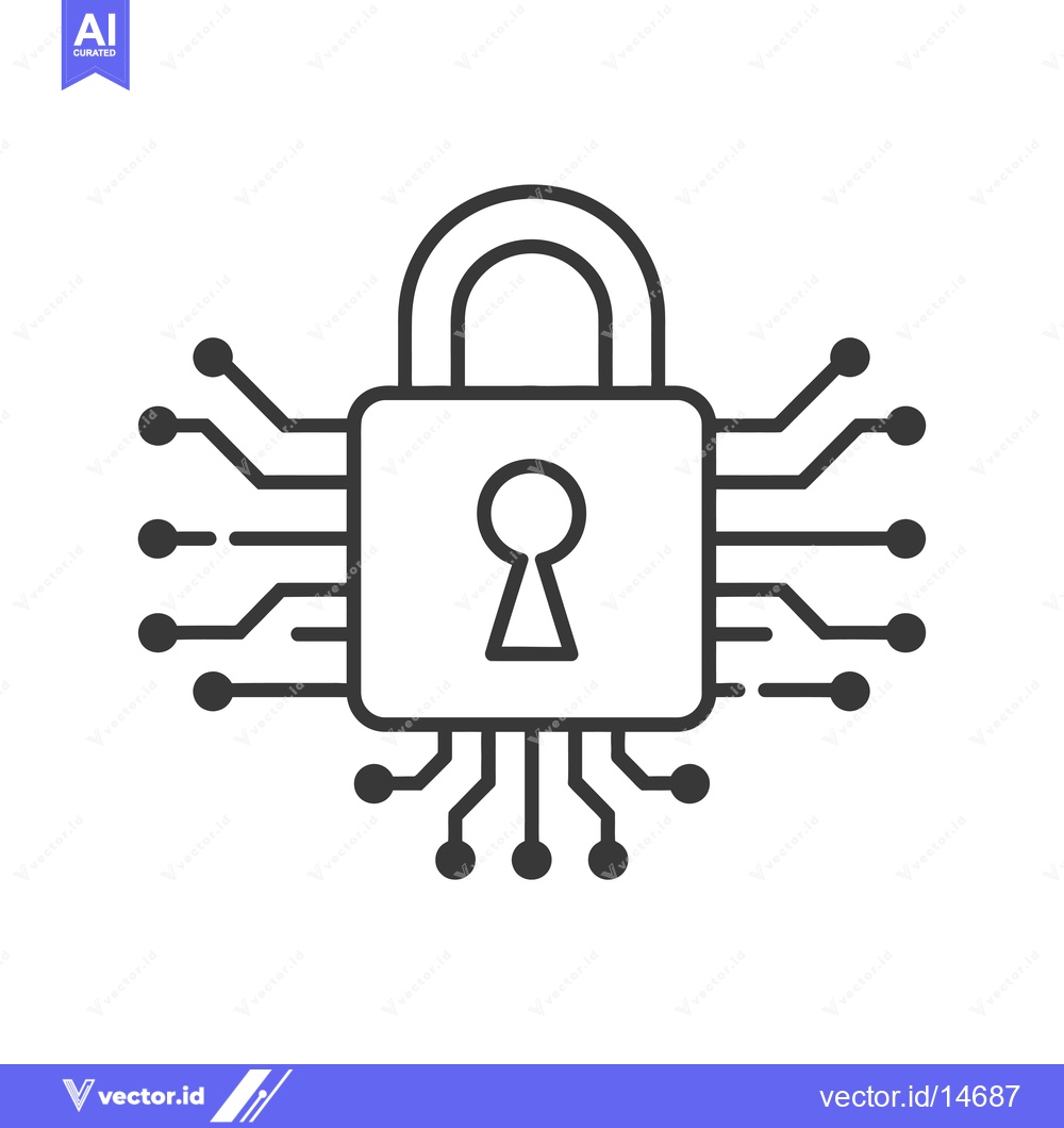Premium Vector dari A digital padlock with circuit board connections