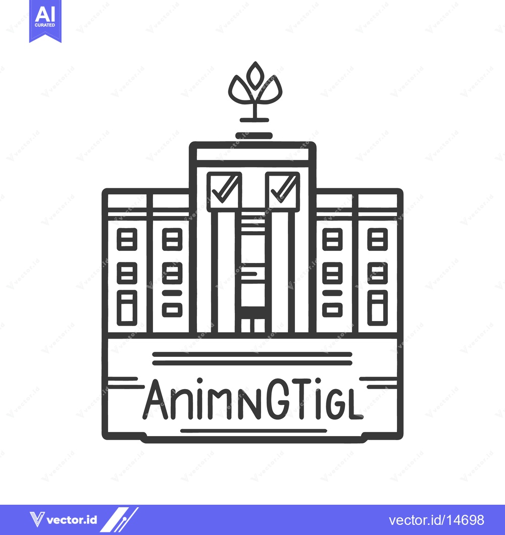 Premium Vector dari A line drawing of an institutional building with plant growth