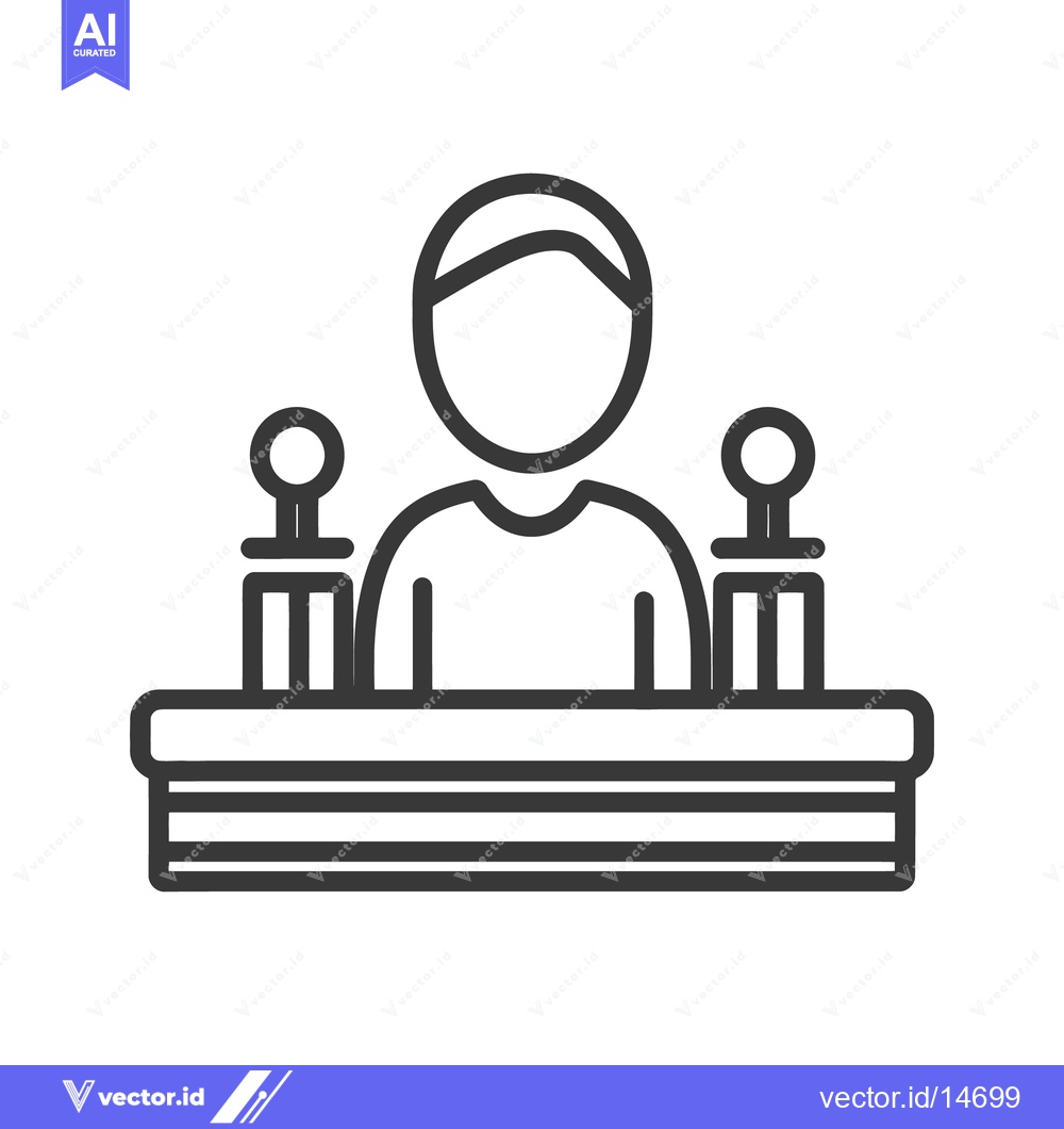 Premium Vector dari Simplified graphic depicting a person behind a horizontal counter