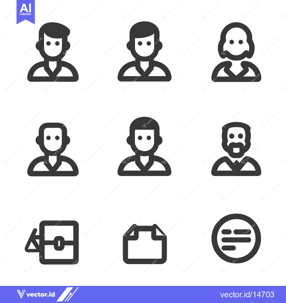 Premium Vector dari Simplified outlines of people and related business office icons