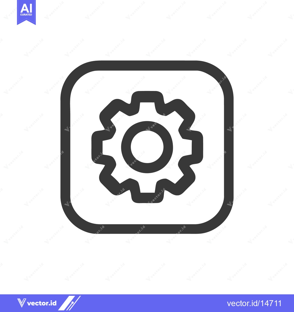 Premium Vector dari Gear Icon in Rounded Square, Dark Gray on White Background