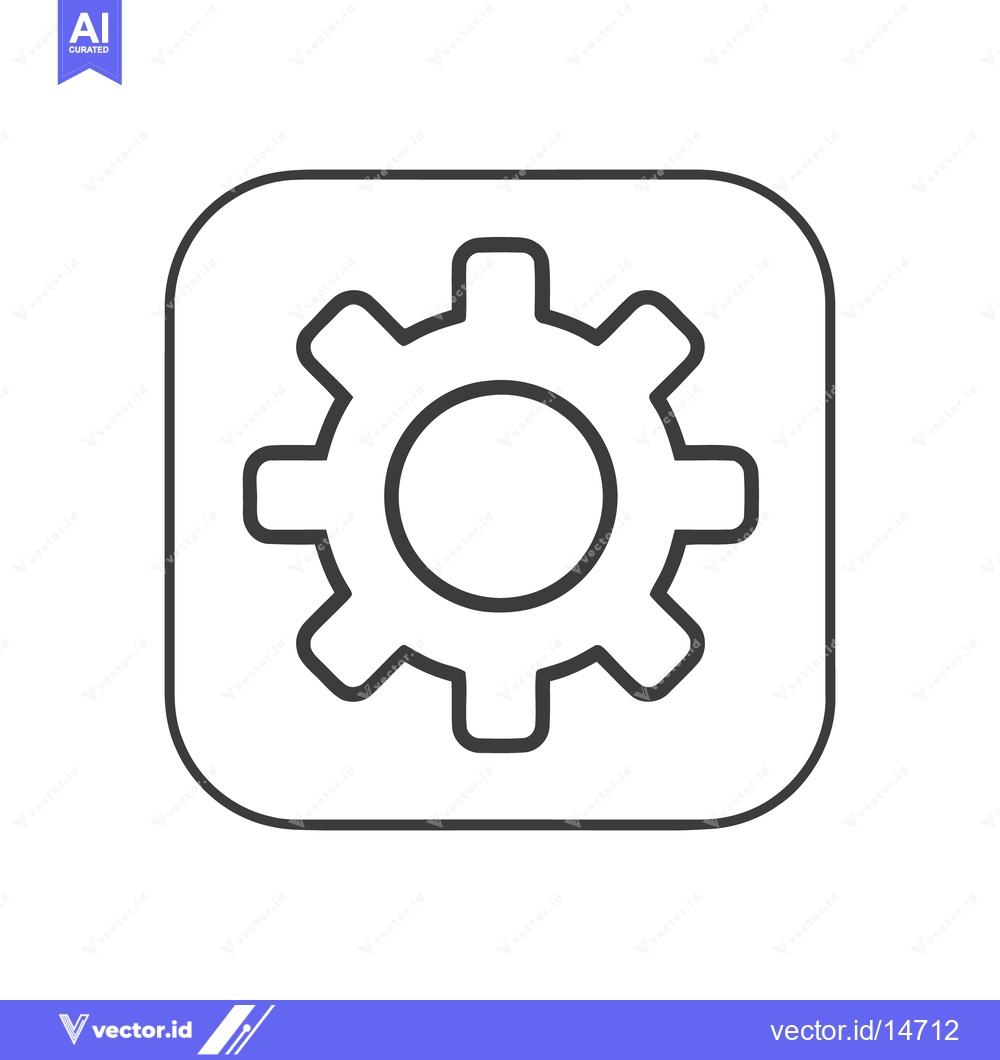 Premium Vector dari Gear Icon in Rounded Square, Simple Outline Style, Isolated