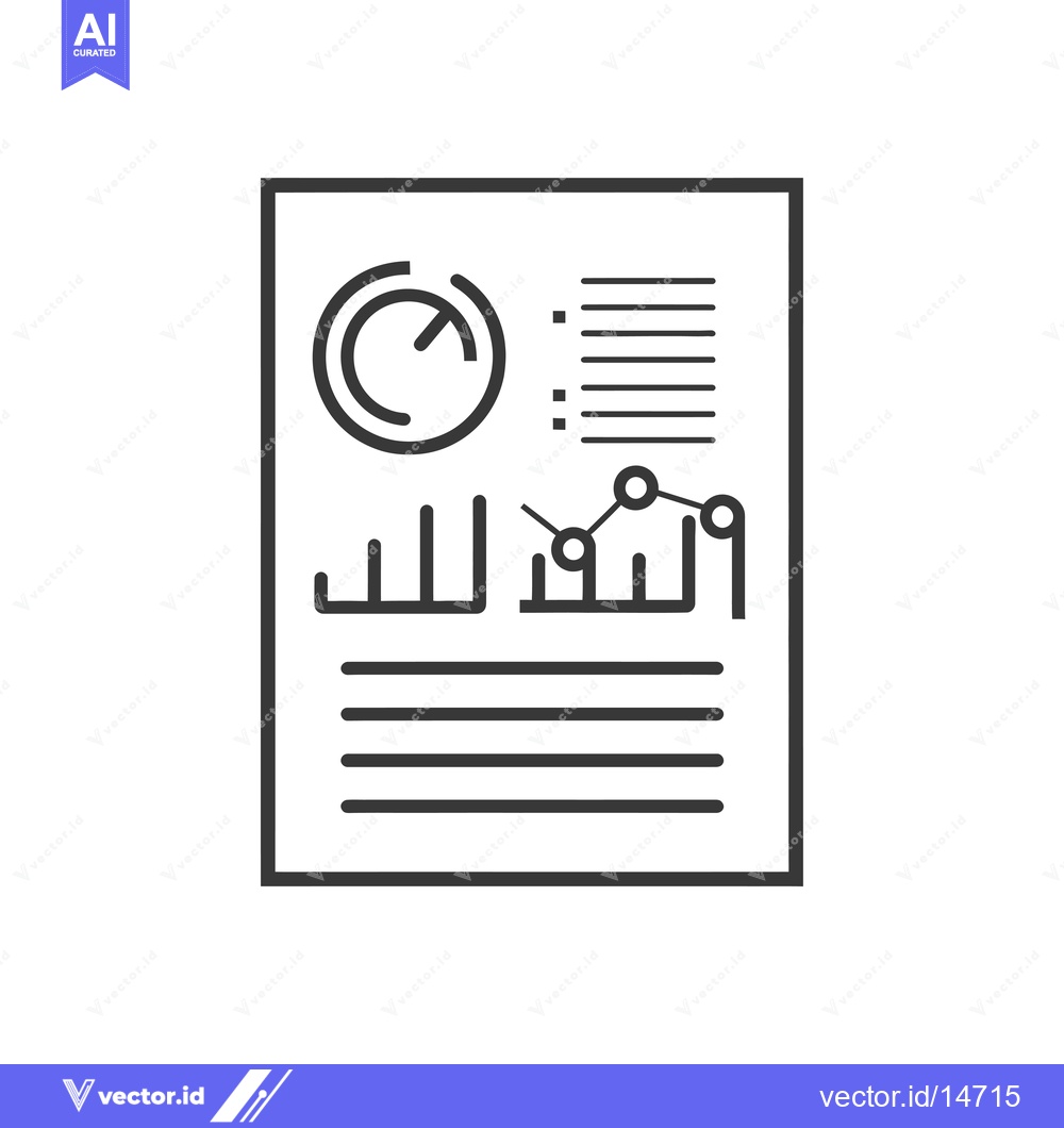 Premium Vector dari A document with a pie chart, bar graph, and line graph