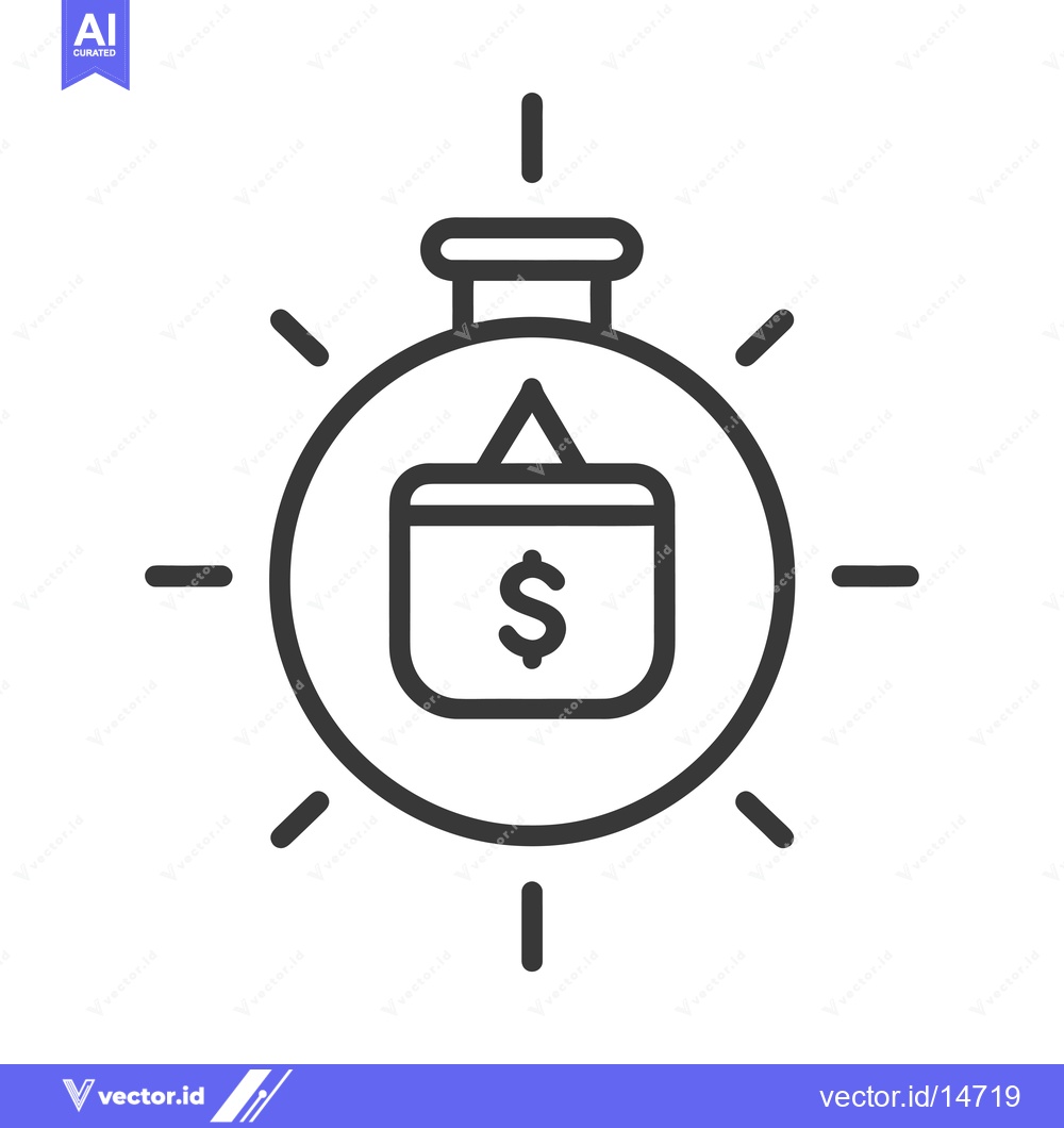 Premium Vector dari A Dollar Sign Inside A Bag Hanging From A String With A Circle And Lin