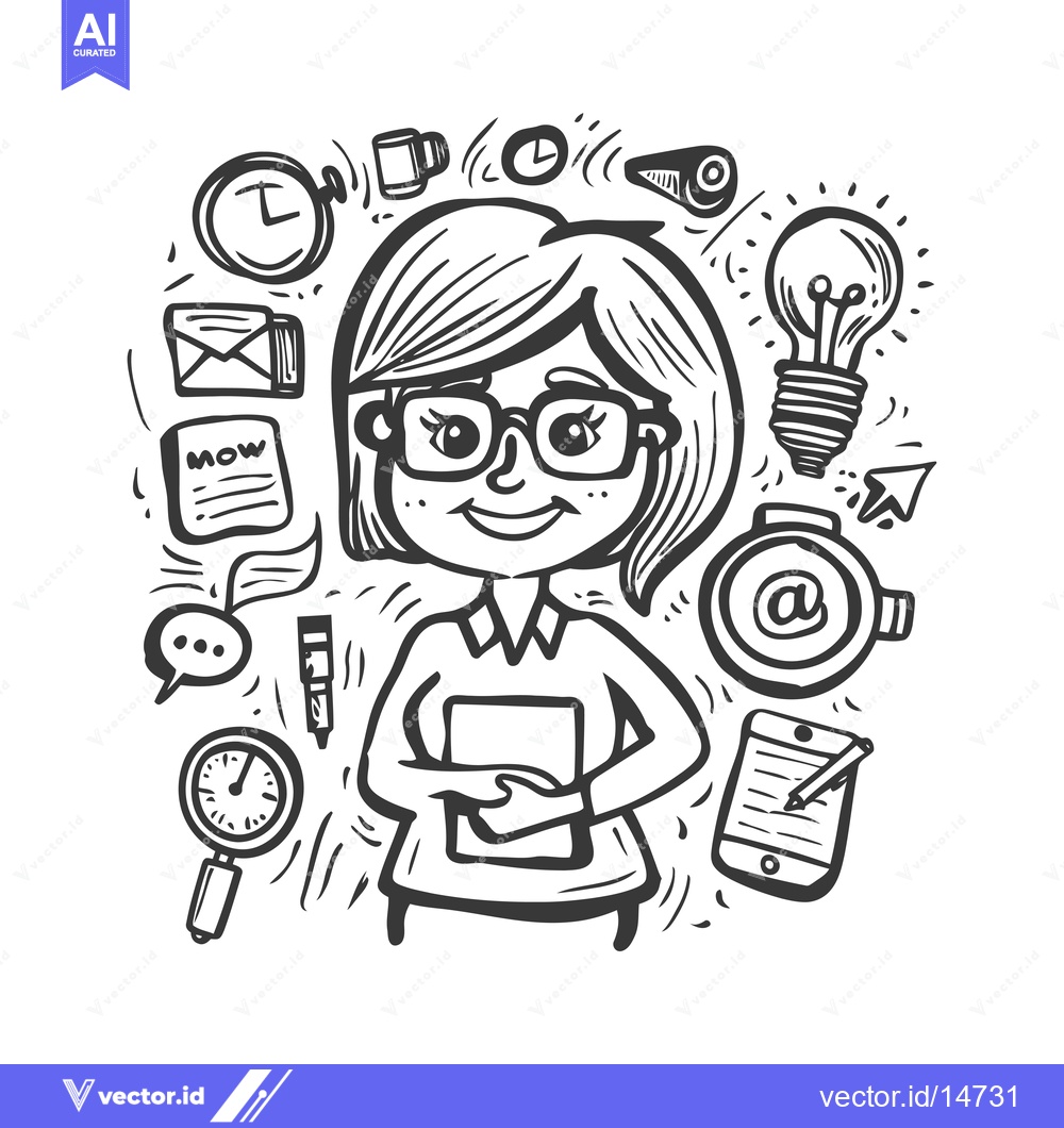 Premium Vector dari A Doodle Illustration of a Person Surrounded by Objects Representing W