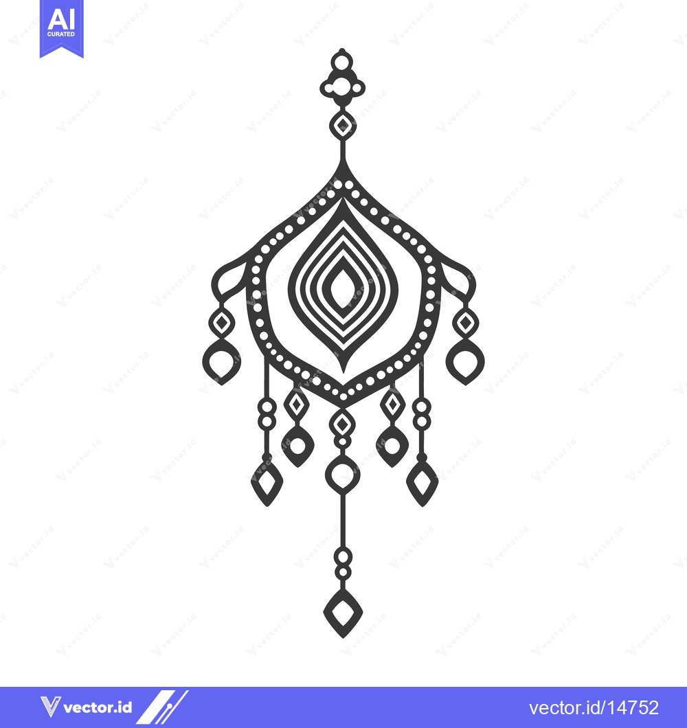 Premium Vector dari Detailed black and white ornamental pattern with hanging details