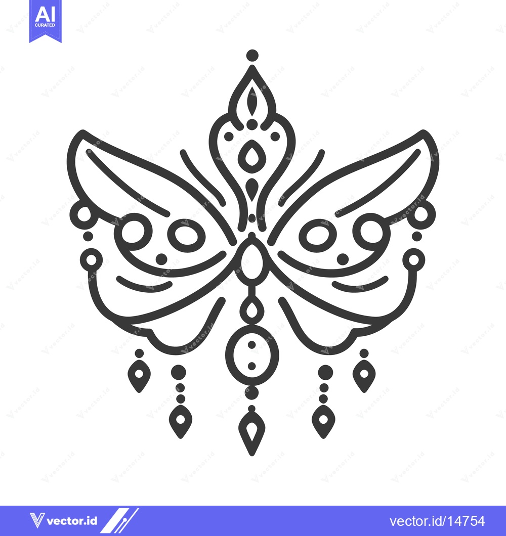 Premium Vector of Decorative symmetric linear design with floral and droplet elements