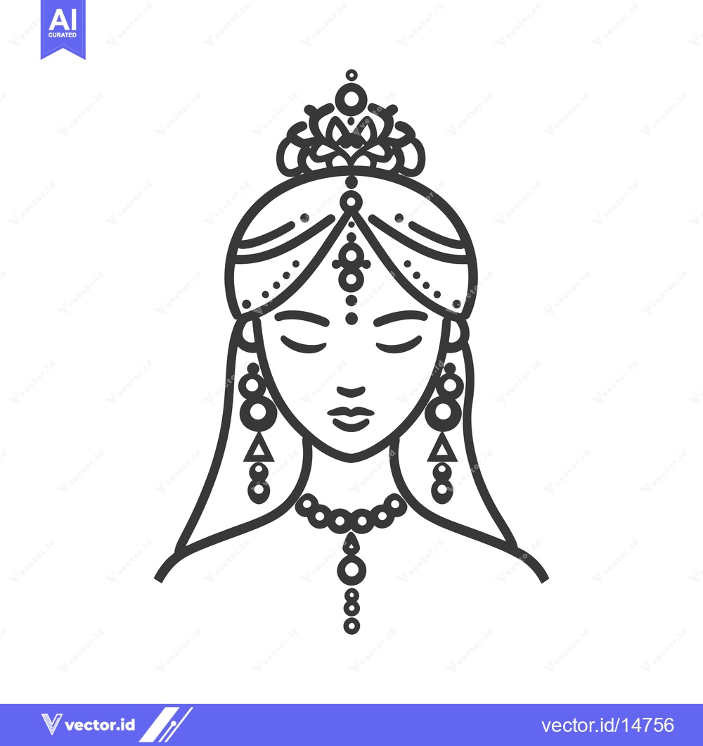 Premium Vector dari Simple graphic depicting a beautiful woman with elegant adornments