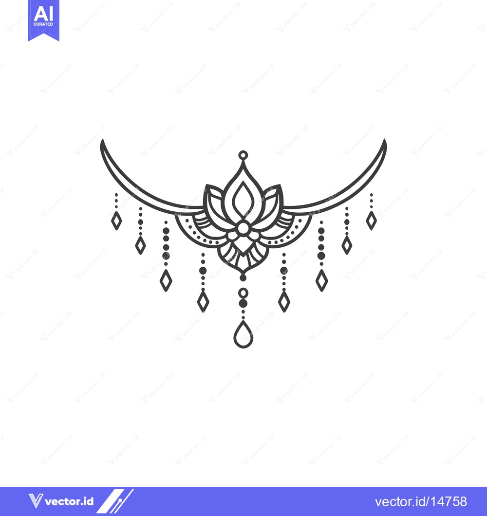 Premium Vector dari Intricate ornamental floral design with linear curves and dangling det