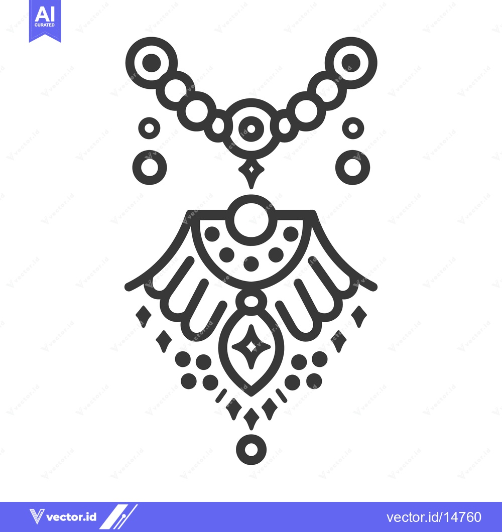 Premium Vector dari A detailed line drawing depicting an ornate necklace design