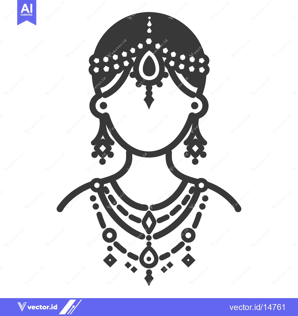 Premium Vector dari A stylized illustration of a woman adorned with jewelry and ornaments