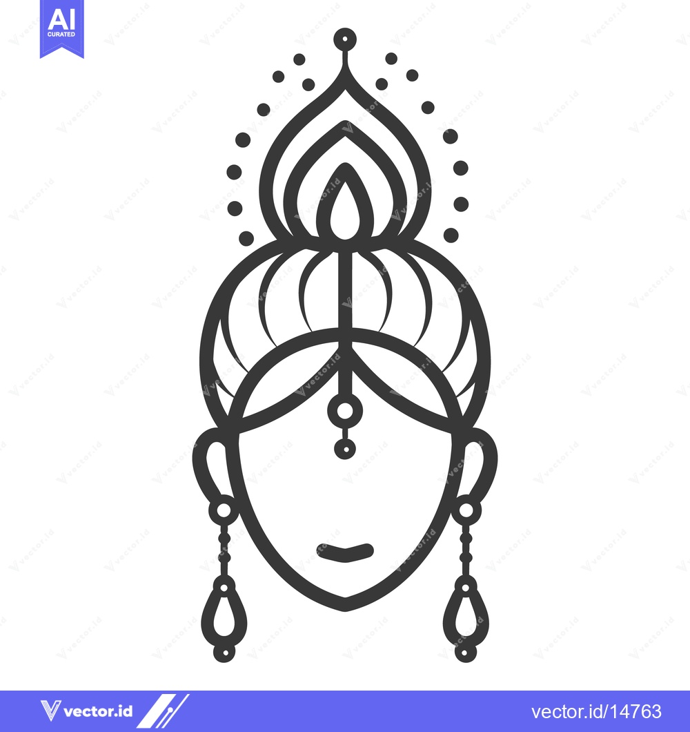 Premium Vector dari A stylized illustration of a woman with ornate decorative headwear