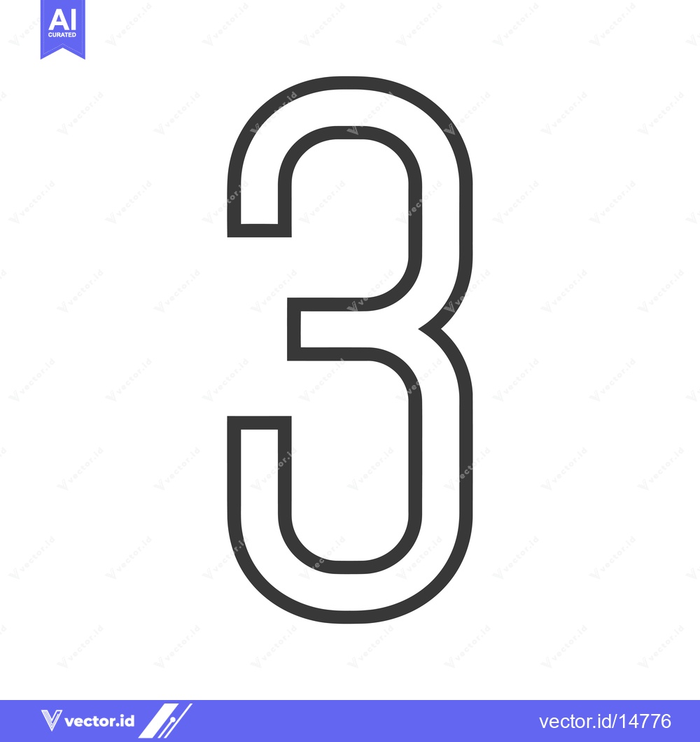 Premium Vector dari A Double Line Outline Of The Number Three 707