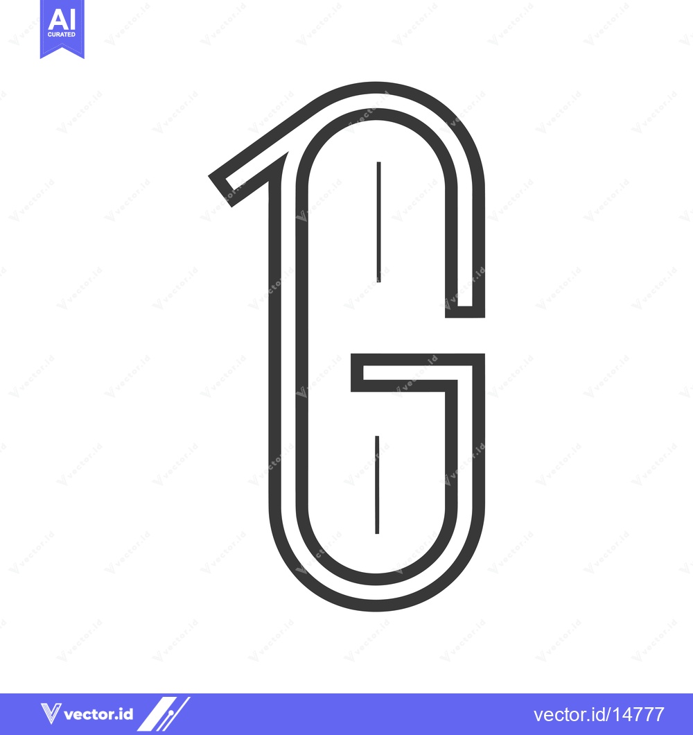 Premium Vector dari A Double-Outline Stylized Letter G in Black