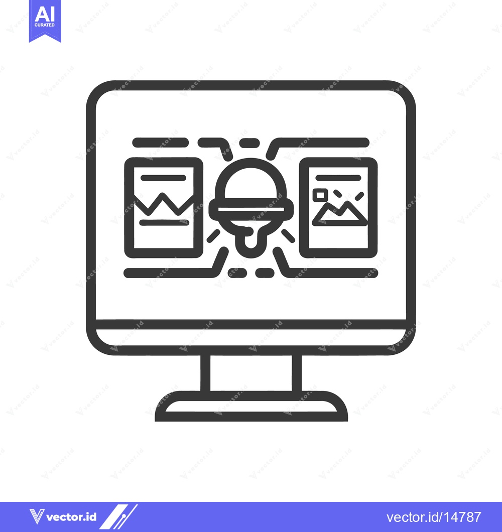 Premium Vector dari A computer monitor showing digital information and data connections