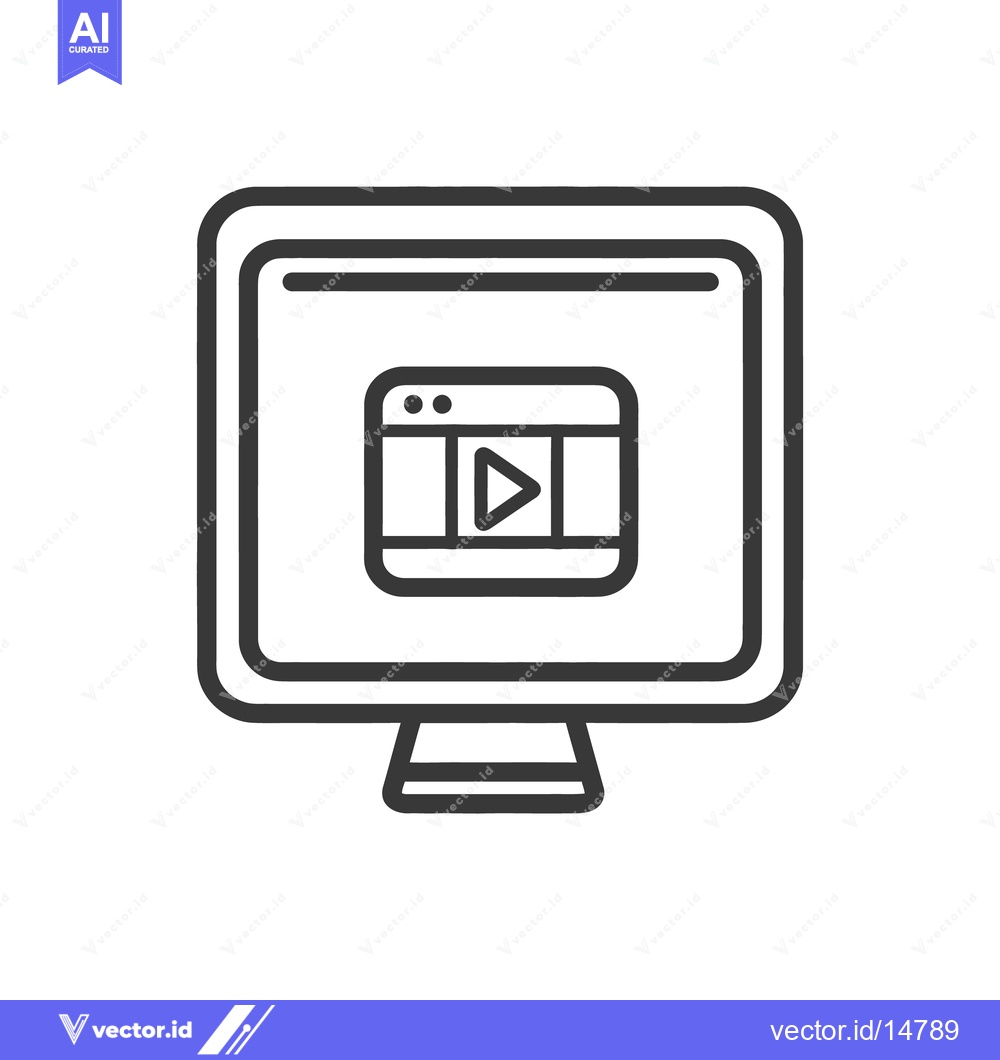 Premium Vector of A computer monitor displays a video player interface icon