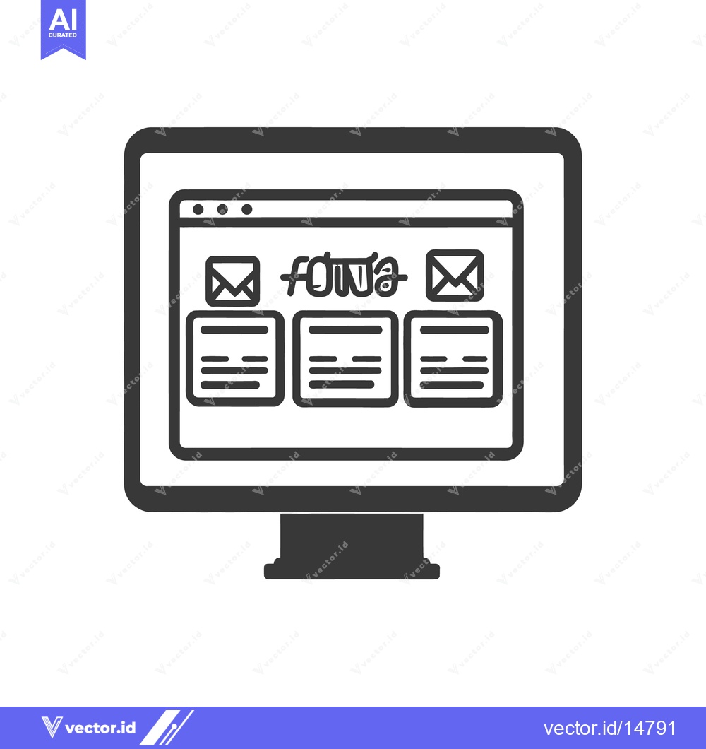 Premium Vector of A computer monitor displays a simplified email messaging application i