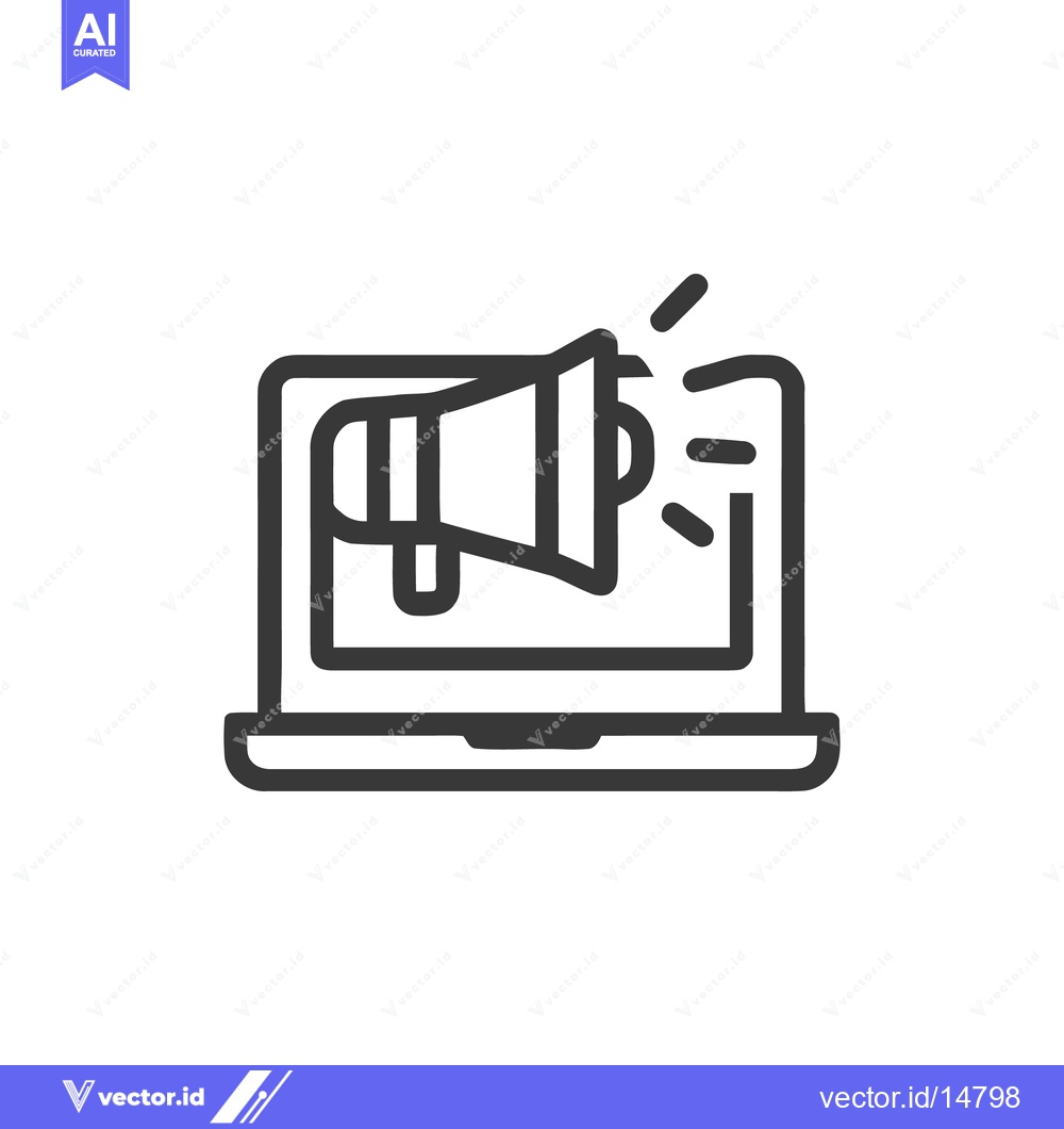 Premium Vector of Laptop with Megaphone Icon: Digital Marketing Announcement