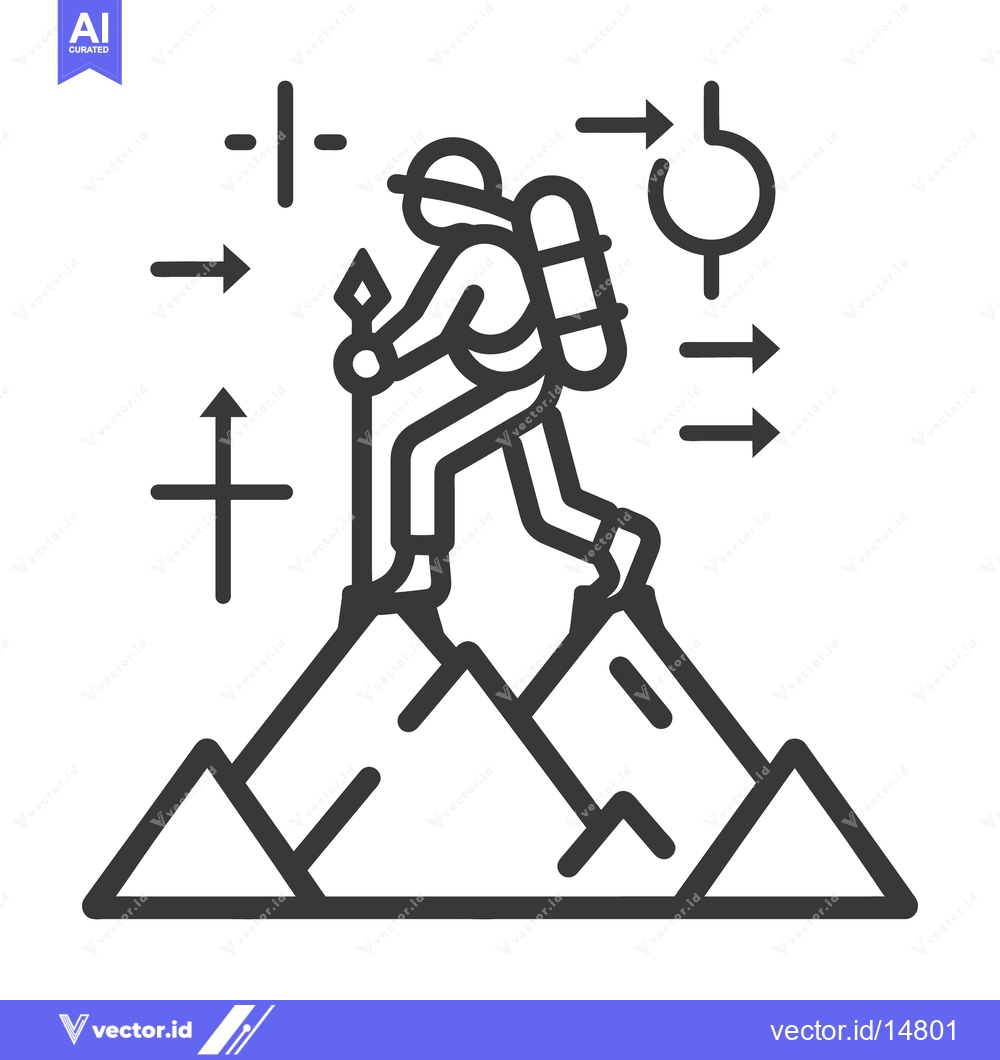Premium Vector dari An outline illustration of a person climbing a mountain