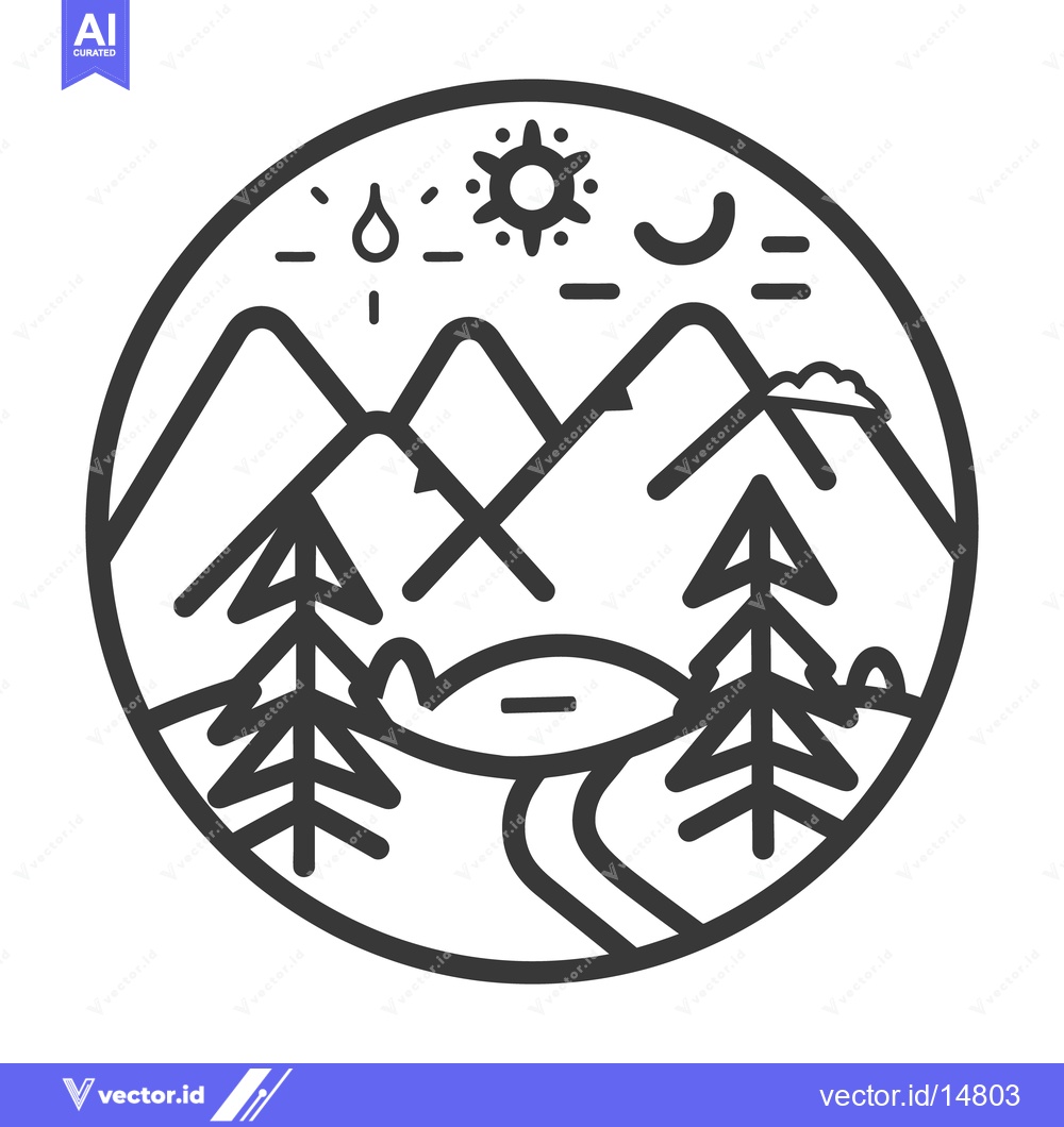 Premium Vector dari Illustration depicting a mountain landscape with various natural eleme