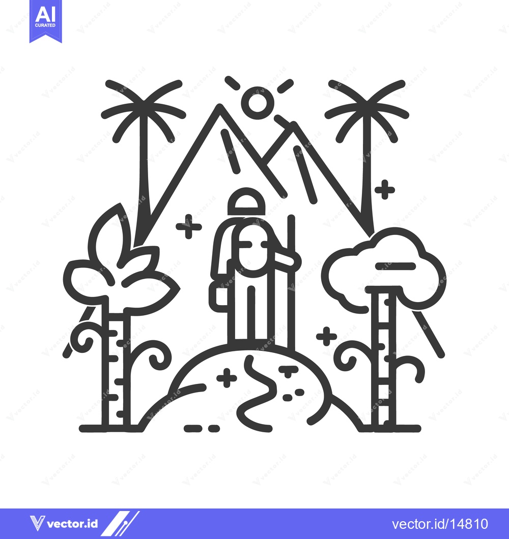 Premium Vector of A person standing on a hill enjoying the natural scenery