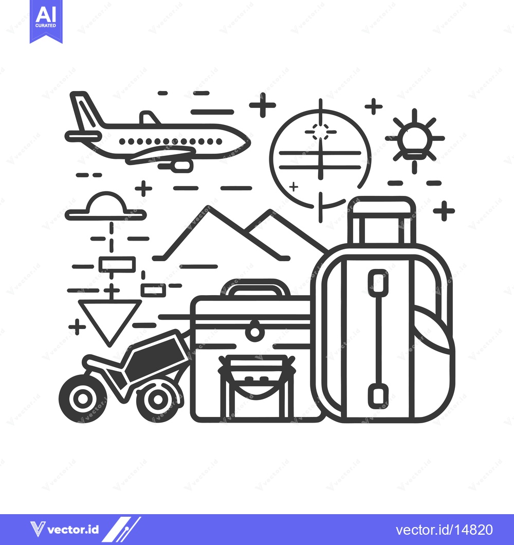 Premium Vector dari Adventure Travel Essentials Illustrated with Line Art