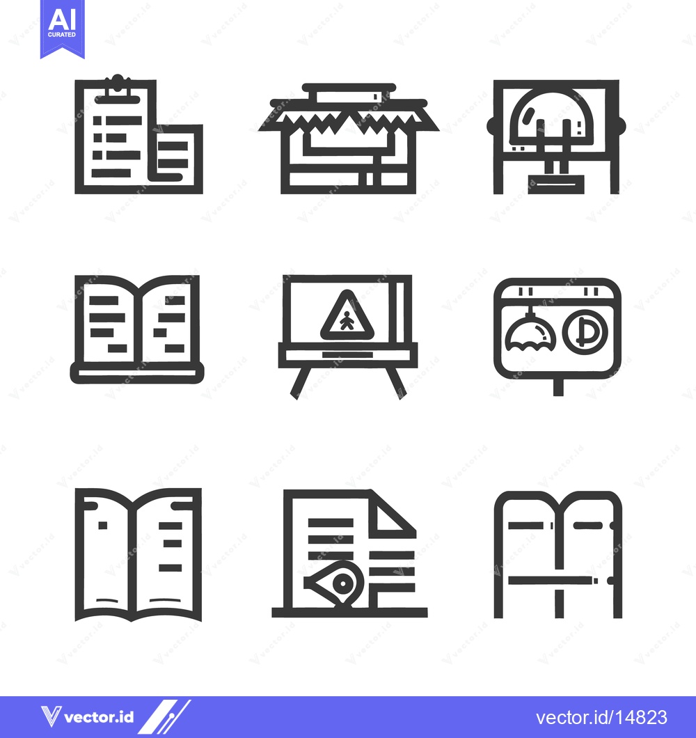Premium Vector dari Collection of outlined symbols representing various informative and fu