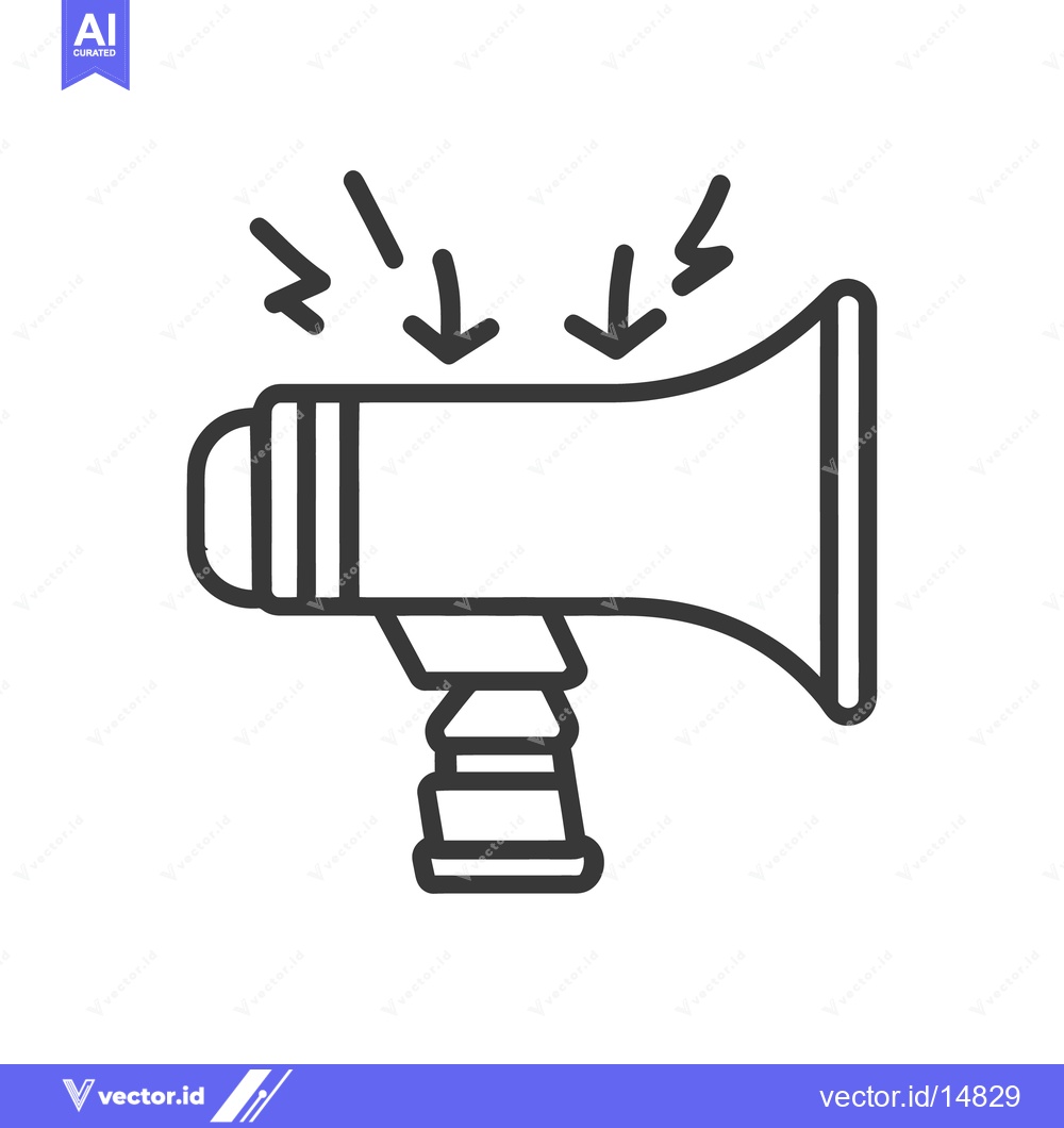 Premium Vector of A simple black and white line drawing of a megaphone