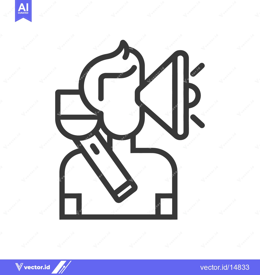 Premium Vector of A person speaking into a megaphone and holding a microphone