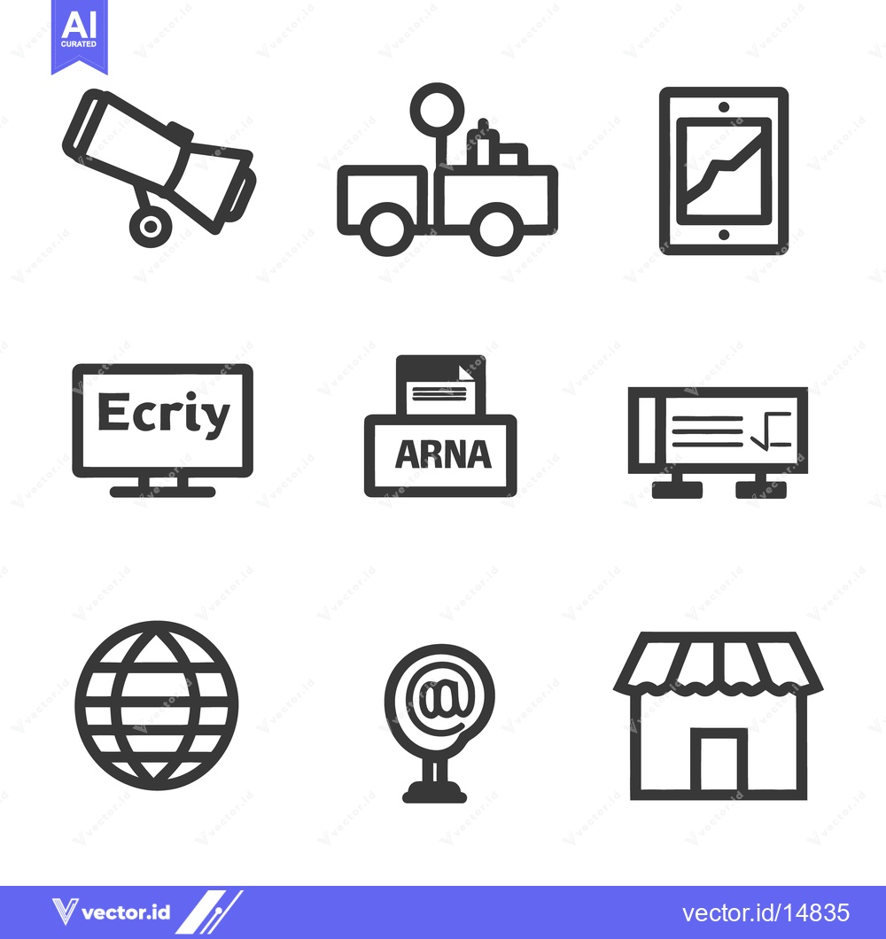 Premium Vector dari Illustrations showing various icons representing communication and tec