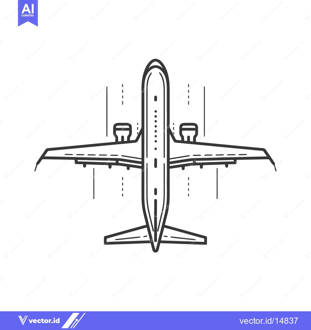 Premium Vector dari Overhead illustration of a commercial jet aircraft on a runway