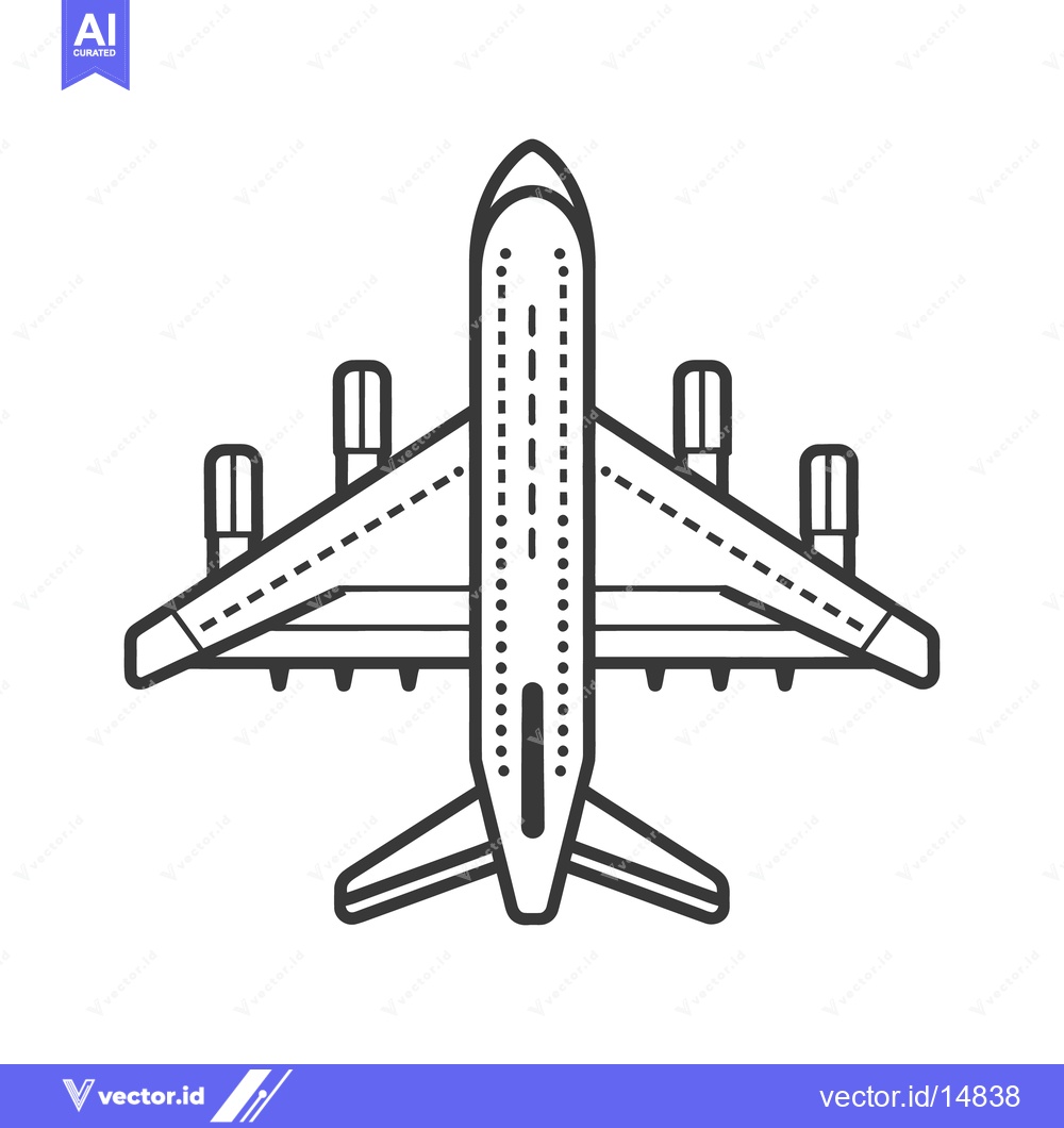 Premium Vector of A detailed overhead view of a passenger aircraft illustration
