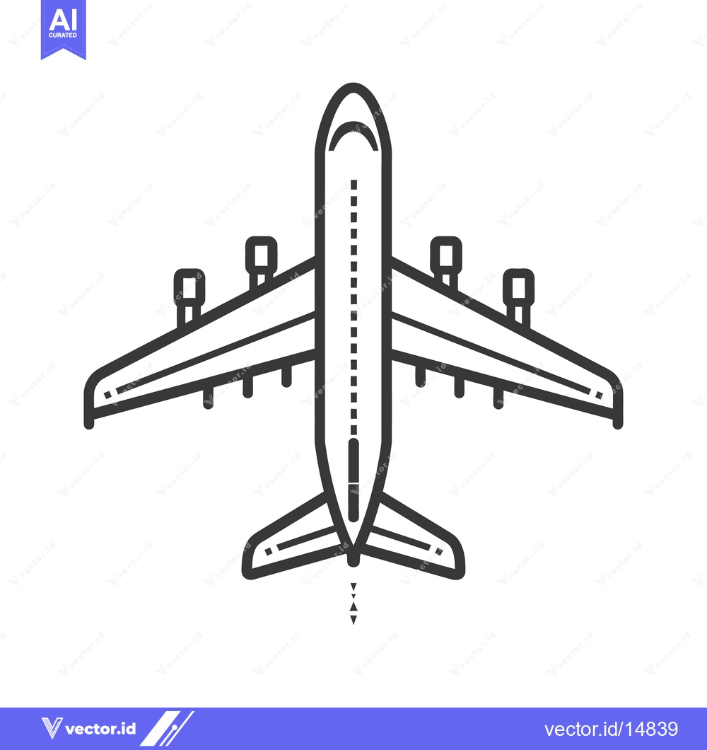 Premium Vector dari An overhead illustration showing an airplane design in linear style