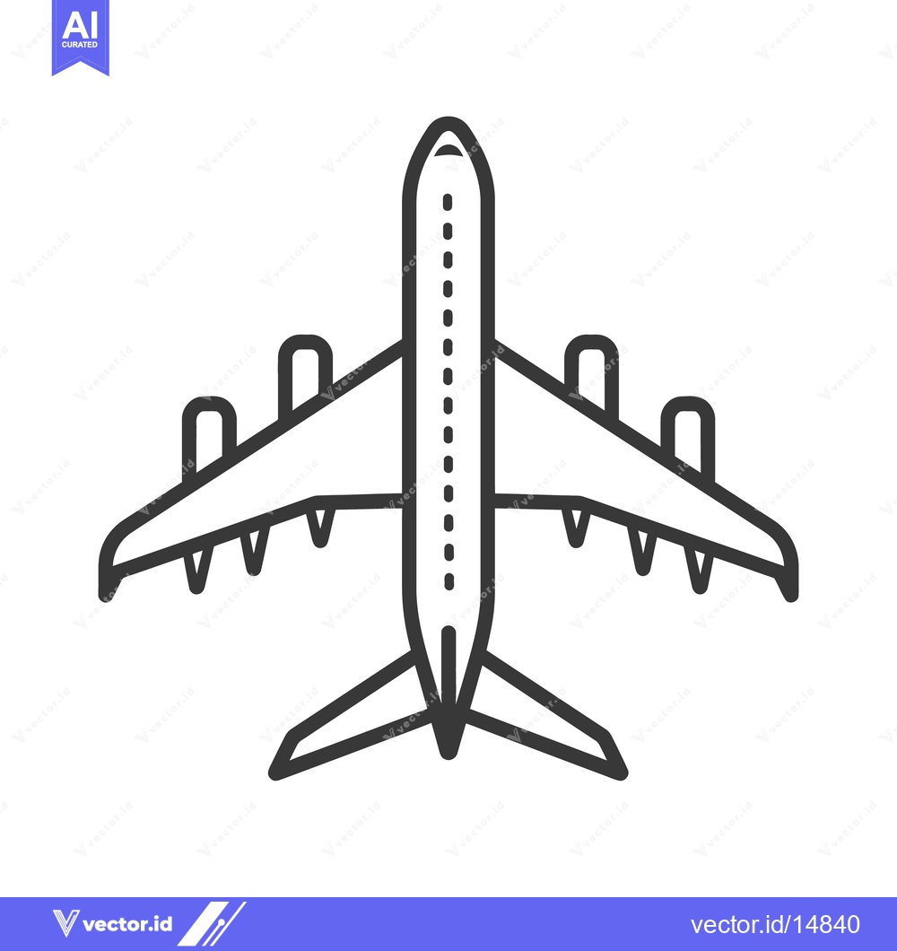 Premium Vector dari An overhead view of a large passenger airplane outline
